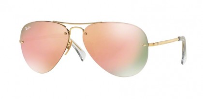 Ray-Ban 0RB3449 RB3449 001/2Y Gold - Pink Gold Mirror