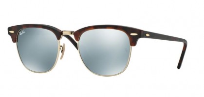 Ray-Ban 0RB3016 CLUBMASTER 114530 Sand Havana Gold - Light Green Mirror Silver