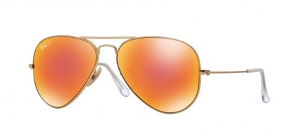 Ray-Ban 0RB3025 AVIATOR LARGE METAL 112/4D Matte Gold - Brown Mirror Red Polarized