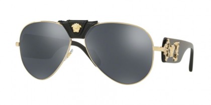 Versace 0VE2150Q 12526G ROCK ICONS Pale Gold - Grey Mirror Black