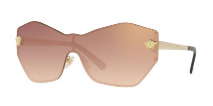 Versace 0VE2182 GLAM MEDUSA SHIELD 12526F Pale Gold - Gradient Pink Mirror Pink