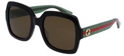 Gucci GG0036S-002 Black Green - Shiny Brown