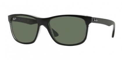 Ray-Ban 0RB4181 RB4181 6130 Top Matte Black on Transparent Grey - Green